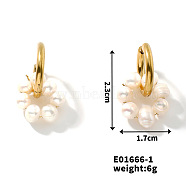 Chic Sweet Donut Brass Freshwater Pearl Hoop Earring for Women, 23x17mm(CM3023-1)