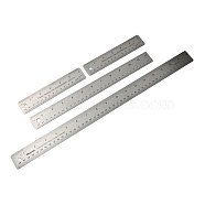AHADEMAKER 4Pcs 3 Style Stainless Steel Rulers, Sewing Tools, with Anti-Slip Cork Bottom, Rectangle, Stainless Steel Color, 32x161~466.5x1.5mm, Hole: 7mm(AJEW-GA0005-17)