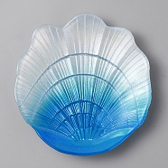 Shell Shape Glass Jewelry Plate, Storage Tray for Rings, Necklaces, Earring, Fruit Snack Plate, Dodger Blue, 137.5x132x30mm(AJEW-WH0513-01B)