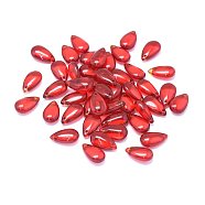 Transparent Glass Charms, teardrop, Red, 14x8x5mm, Hole: 1.2mm(GLAA-H016-11K-2)