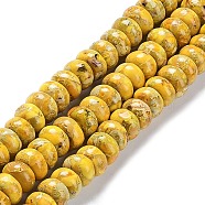 Natural Imperial Jasper Beads Strands, Dyed, Rondelle, Gold, 8x5mm, Hole: 0.7mm, about 80~84pcs/strand, 15.94~16.14 inch(40.5~41cm)(G-C034-01E)