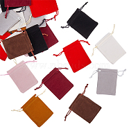 24Pcs 8 Colors Velvet Packing Pouches, Drawstring Bags, Mixed Color, 9.2~9.5x7~7.2cm, 3pcs/color(TP-HY0001-13)