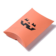 Halloween Pillow Boxes Candy Gift Boxes, Packaging Boxes, for Halloween Thanksgiving Party, Pumpkin Jack-O'-Lantern Pattern, Tomato, 14x9.5x2.8cm(X-CON-L024-B01)