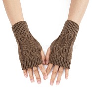 Acrylic Fiber Yarn Knitting Fingerless Gloves, Winter Warm Gloves with Thumb Hole, Camel, 200x70mm(COHT-PW0002-10F)