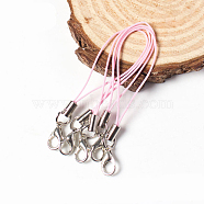 Mobile Straps, with Polyester String and Alloy Findings, Pink, 70mm(MOBA-WH0001-A04)