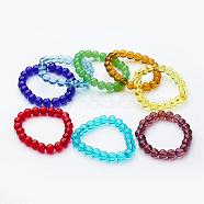 Round Glass Stretch Bracelets, Mixed Color, 1-5/8 inch~1-3/4 inch(40~45mm), Bead: 8x7mm(BJEW-F235-04)