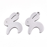 201 Stainless Steel Pendants, Laser Cut, Rabbit, Stainless Steel Color, 20x15x0.9mm, Hole: 1.5mm(STAS-S081-018)