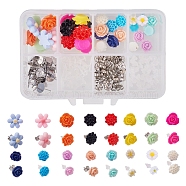 SUNNYCLUE DIY Earring Making, with Flower Resin Cabochons, 304 Stainless Steel Ear Stud Components, Plastic Ear stud Components and 304 Stainless Steel/Plastic Earring Ear Nuts, Mixed Color, 11x7x3cm(DIY-SC0003-27)