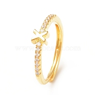 Clear Cubic Zirconia Initial Letter Adjustable Ring, Golden Brass Jewelry for Women, Letter.X, Inner Diameter: 18mm(RJEW-C052-01G-X)