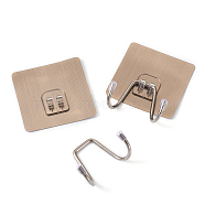 201 Stainless Steel Plastic Hook Hanger, with Self Adhesive Sticker, Square, Clear AB, 80x80x9mm(SW-TAC0002-06)