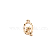 Brass Micro Pave Cubic Zirconia Charms, Long-plating, Letter, Letter.Q, 16x9x2.5mm, Hole: 1.5mm(KK-TAC0004-04Q)