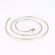 304 Stainless Steel Cable Chains Necklaces, with Lobster Claw Clasps, Golden, 17.7 inch(45cm), 1.3mm(NJEW-F226-04G-03)