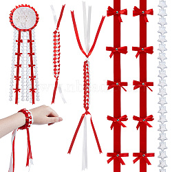 DIY Polyester Ribbon & Braided Bracelets Making Kits, Red, 70mm(DIY-GA0007-96A)