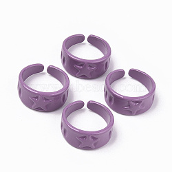 Spray Painted Alloy Cuff Rings, Open Rings, Cadmium Free & Lead Free, Star, Dark Orchid, US Size 5 3/4(16.3mm)(X-RJEW-T011-30B-RS)