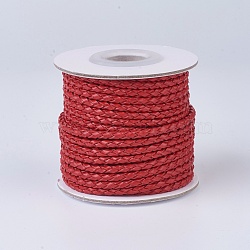Braided Leather Cords, Round, Red, 3mm, about 10yards/roll(WL-P002-01-A)