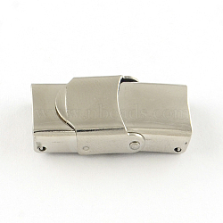 Smooth Surface 201 Stainless Steel Watch Band Clasps, Stainless Steel Color, 25x10x7mm, Hole: 7x3mm(STAS-R063-63)