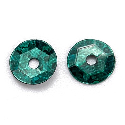 PVC Paillette Beads, Semi-cupped Sequins Beads, Center Hole, Teal, 5x0.4mm, Hole: 1.2mm, about 40500pcs/pound(PVC-A003-002A-01)