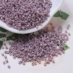 MIYUKI Delica Beads Small, Cylinder, Japanese Seed Beads, 15/0, (DBS0158) Opaque Mauve AB, 1.1x1.3mm, Hole: 0.7mm, about 35000pcs/bag, 100g/bag(SEED-J020-DBS0158)