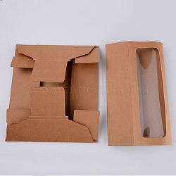 Drawer Kraft Paper Box, Festival Gift Wrapping Boxes, Gift Packaging Boxes, for Jewelry, Wedding Party, with Windows, BurlyWood, 24.5x9x6cm(CON-NB0001-26A)