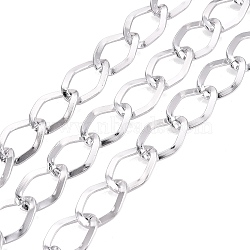 Aluminium Curb Chains, Unwelded, with Spool, Silver, 18.5x12.5x1mm, about 32.81 Feet(10m)/Roll(CHA-Q001-12S)
