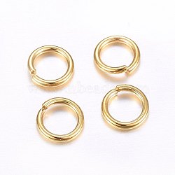 304 Stainless Steel Open Jump Rings, Real 24K Gold Plated, 10x1.2mm, Inner Diameter: 8mm(STAS-O098-02G-12)