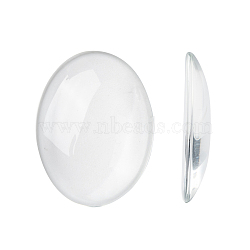 Transparent Oval Glass Cabochons, Clear, 40x30mm, 8mm(Range: 7~9mm) thick(GGLA-R022-40x30)