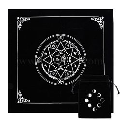 CREATCABIN 1Pc Square Velvet Tarot Tablecloth for Divination, Tarot Card Pad, Pendulum Tablecloth, and 1Pc Cloth Packing Pouches Drawstring Bags, Star Pattern, 495x490x0.5mm(AJEW-CN0001-60B)