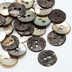 (Holiday Stock-Up Sale)Dyed 2-Hole Flat Round Mother of Pearl Buttons, Akoya Shell Button, Black, 13x1mm, Hole: 1mm, about 1440pcs/bag(SHEL-N033-16)