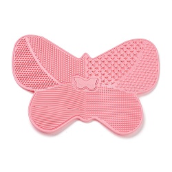 Silicone Makeup Cleaning Brush Scrubber Mat Portable Washing Tool, with Suction Cup, Butterfly Shape, for Men and Women by Dylonic, Pink, 17.5x23x0.8cm(MRMJ-H002-02A)