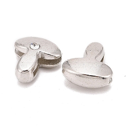 Letter Slider Beads for Watch Band Bracelet Making, Platinum Plated Alloy Crystal Rhinestone Slide Charms, Cadmium Free & Nickel Free & Lead Free, Letter.T, 11~13x9~11.5x4~5mm, Hole: 7.5~8x1mm(X-ALRI-O012-T-NR)