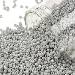 TOHO Round Seed Beads, Japanese Seed Beads, (53) Opaque Gray, 15/0, 1.5mm, Hole: 0.7mm, about 3000pcs/bottle, 10g/bottle(SEED-JPTR15-0053)