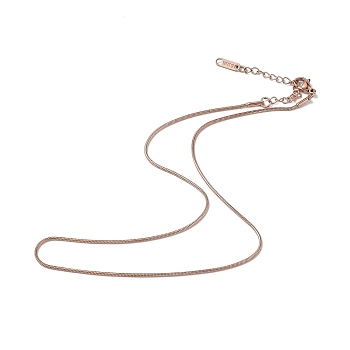 Ion Plating(IP) 304 Stainless Steel Round Snake Chain Necklace for Men Women, Rose Gold, 15.83 inch(40.2cm)