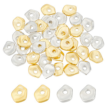 40Pcs 2 Colors Brass Spacer Beads, Irregular Oval, Platinum & Golden, 6x5x1.5mm, Hole: 1.5mm, 20pcs/color