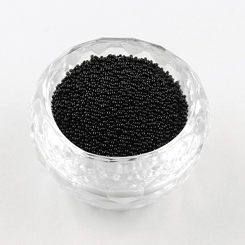 Transparent DIY 3D Nail Art Decoration Mini Glass Beads, Tiny Caviar Nail Beads, Black, 0.6~0.8mm