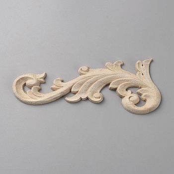 Natural Solid Wood Carved Onlay Applique Craft, Unpainted Onlay Furniture Home Decoration, Blanched Almond, 160x60x7mm