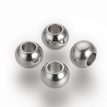 201 Stainless Steel Spacer Beads, Rondelle, Stainless Steel Color, 6x4.5mm, Hole: 3mm