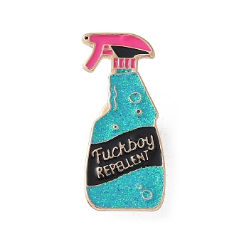 Spray Bottle with Word Fuck Boy Replacement Enamel Pins, Alloy Brooches for Backpack Clothes, Sky Blue, 37.5x16mm