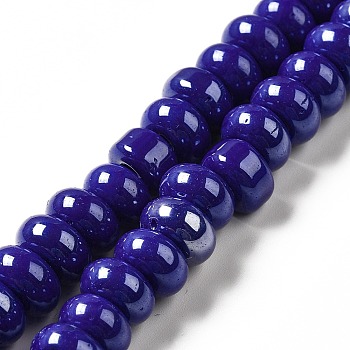 Handmade Lampwork Beads Strands, Rondelle, Mauve, 9~10x4.5~5mm, Hole: 2.5~3mm, about 68~71pcs/strand, 14.17~16.14 inch(36~41cm)