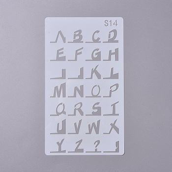 Plastic Drawing Stencil, for Painting on Scrapbook Fabric Tiles Floor Furniture Wood, Alphabet Letter A~Z Pattern, White, 178x102x0.4mm