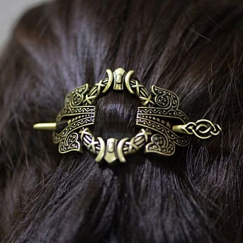 Ancient-Costume Alloy Hair Sticks, Flower Hairpins for Long Hair Braids Barrettes, Antique Bronze, 75x48mm
