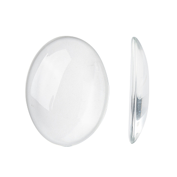 Transparent Oval Glass Cabochons, Clear, 40x30mm, 8mm(Range: 7~9mm) thick
