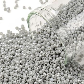 TOHO Round Seed Beads, Japanese Seed Beads, (53) Opaque Gray, 15/0, 1.5mm, Hole: 0.7mm, about 3000pcs/bottle, 10g/bottle