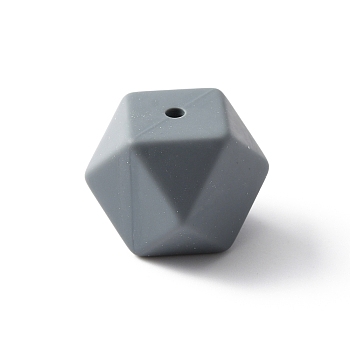 Food Grade Eco-Friendly Silicone Beads, Hexagon, Dark Gray, 17x23x22mm, Hole: 2mm