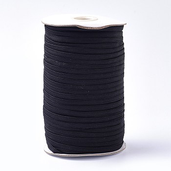 (Defective Closeout Sale: Spool Go Mouldy), Flat Elastic Band, Braided Stretch Strap Cord Roll for Sewing Crafting and Mask Making, Black, 5x0.5mm, about 170yard/roll