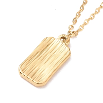 Ion Plating(IP) 304 Stainless Steel Rectangle Rectangle Pendant Necklace with Cable Chains for Men Women, Golden, 17.60 inch(44.7cm)
