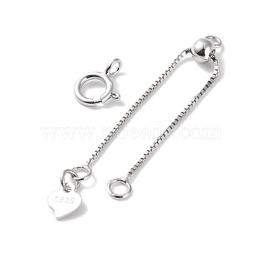 Rhodium Plated 925 Sterling Silver Ends with Chains(STER-P050-04P)-2