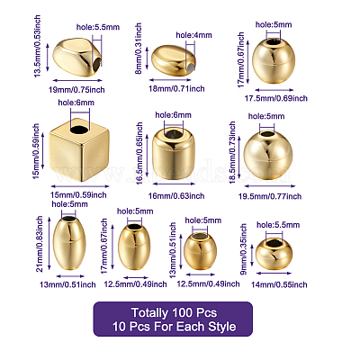 fashewelry 100 pcs 10 perles européennes en acrylique plaqué uv(PACR-FW0001-01)-3