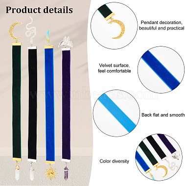 Velvet Bookmarks with Snake/Sun/Butterfly/Moon Charm(AJEW-FG0002-62)-4