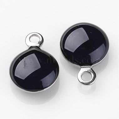 Stainless Steel Color Black Flat Round Stainless Steel+Other Material Charms