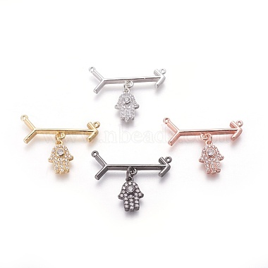 Mixed Color Clear Palm Brass+Cubic Zirconia Pendants